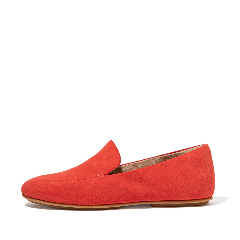 Fitflop Womens Loafers Coral Pink - Lena Suede - WN3470289